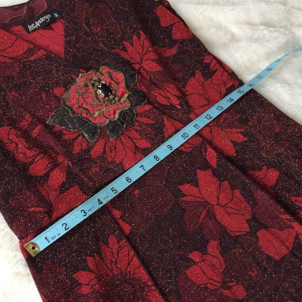 Lee Anderson Floral Red and Black Sleeveless Dress M - Picture 14 of 16